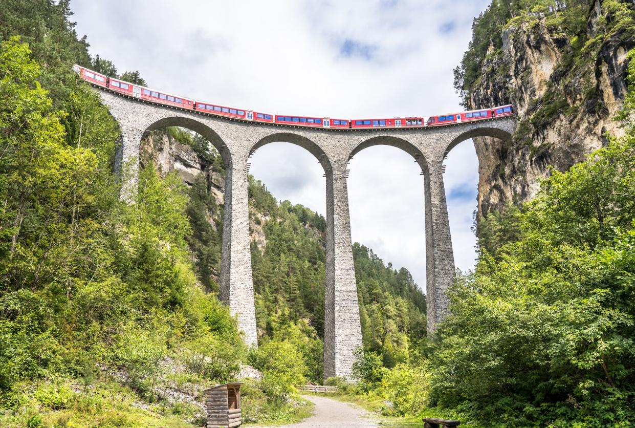 Famous viaduct (Landwasser Viaduct) near Filisur and Davos, Switzerland