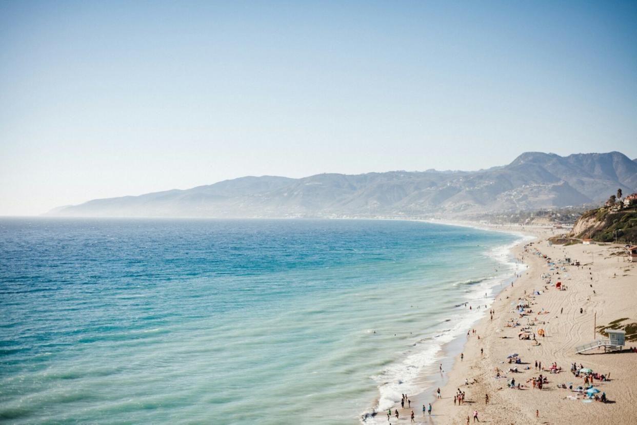 why aren't there many blue flag beaches in the USA? Pictured: beach in Malibu.