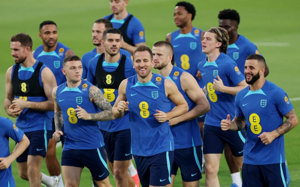 All smiles for Harry Kane in the warm up jog - Carl Recine/Reuters