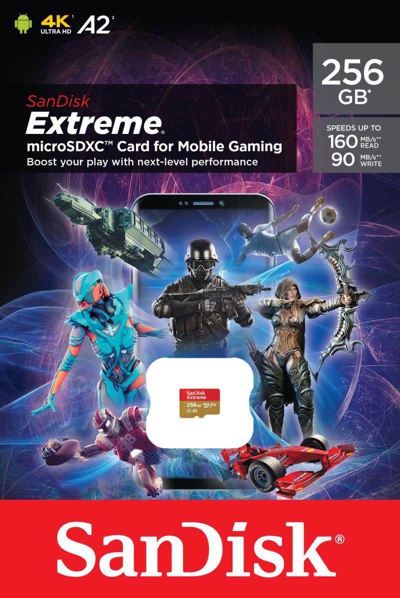 ▲SanDisk Extreme microSD 手遊記憶卡提供 190MB/s 讀取速度及 130MB/s 寫入速度，助玩家在對決時迅速取勝。（圖／品牌提供）