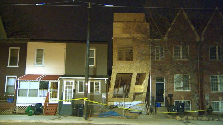 Strong winds blow over Leslieville house under construction