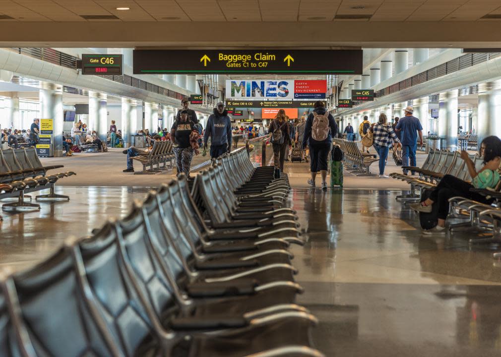 Inside the Denver International airport on the ground level at C-Gates.