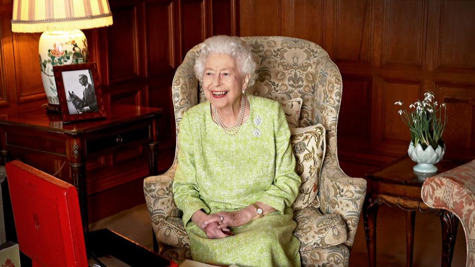 In this handout image released on February 6, 2022, Queen Elizabeth II is photographed at Sandringham House to mark the start of Her Majesty’s Platinum Jubilee Year, on February 2, 2022 in Sandringham, Norfolk.