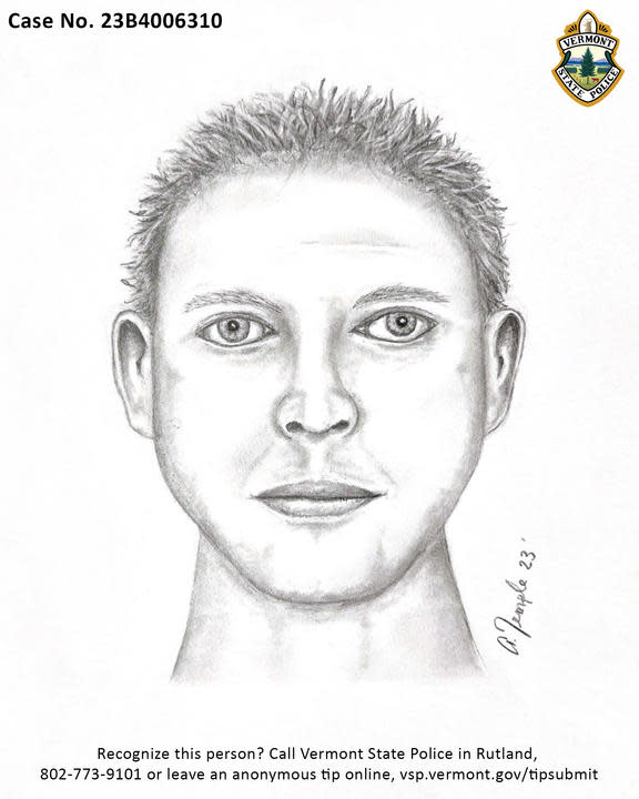 Police are asking anyone who recognizes the person of interest portrayed in the sketch to contact authorities or provide anonymous tips. / Credit: Vermont State Police