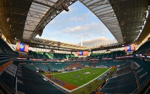 A general view of Hard Rock Stadium before a game between the Florida Gators and the Virginia Cavaliers. - Credit: Steve Mitchell/USA TODAY Sports