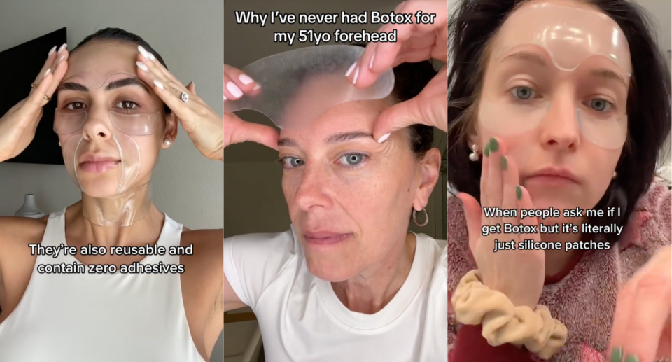 Silicone patches that are meant to reduce wrinkles, smooth fine lines and hydrate skin are going viral on TikTok — but do they really work? (Photos via TikTok)