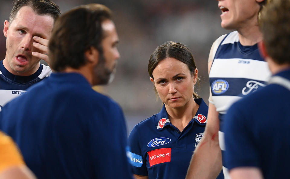 Daisy Pearce, pictured here during Geelong's clash with Collingwood.