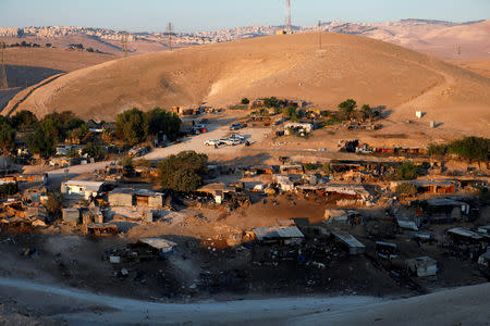FILE PHOTO: A general view shows the main part of the Palestinian Bedouin village of Khan al-Ahmar that Israel plans to demolish, in the occupied West Bank September 11, 2018. REUTERS/Mohamad Torokman/File Photo