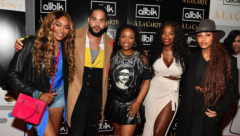 Cynthia Bailey, Dijon Talton, Kandi Burruss, Shamea Morton, and Meagan Good attend A La Carte" Season 2 Wrap Party at The Bank Event Center on April 22, 2023 in Atlanta, Georgia.