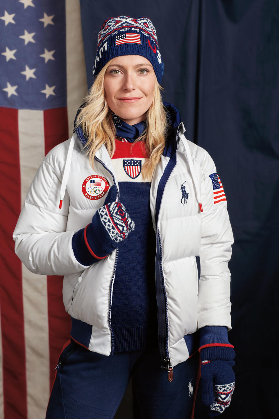 Jamie Anderson in the U.S. Olympic Closing Ceremony Uniform