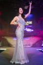 Cheryl Yao competing in the evening gown segment during the 2019 Miss Universe Singapore at Zouk.