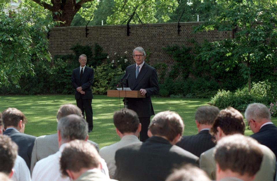 John Major announces his resignation as Conservative leader on June 22 1995 (Stefan Rousseau/PA) (PA Archive)