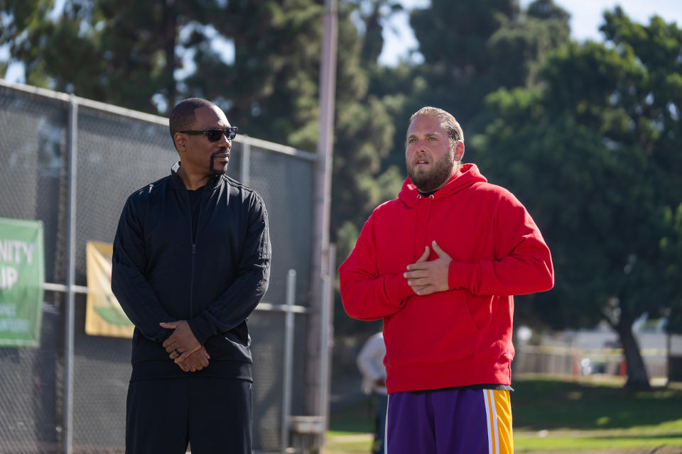 You People. (L to R) Eddie Murphy as Akbar and Jonah Hill (Writer-Producer) as Ezra in You People. Cr. Parrish Lewis/Netflix © 2023.