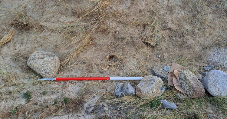 The remains of a human skull found on a Cornish coast in January 2023.  / Credit: Cornwall Council