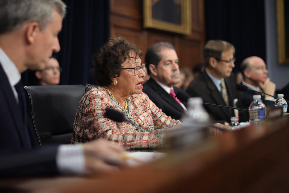 House Appropriations Committee Chairwoman Nita Lowey (D-NY) (C) questions U.S. Attorney General William Barr as he testifies about the Justice Department's FY2020 budget request before the 's Commerce, Justice, Science and Related Agencies Subcommittee in the Rayburn House Office Building on Capitol Hill April 09, 2019 in Washington, DC. (Photo: Chip Somodevilla/Getty Images)