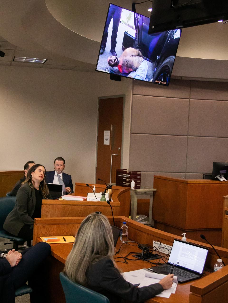 A view from inside Armando Moreno's trial on Friday.