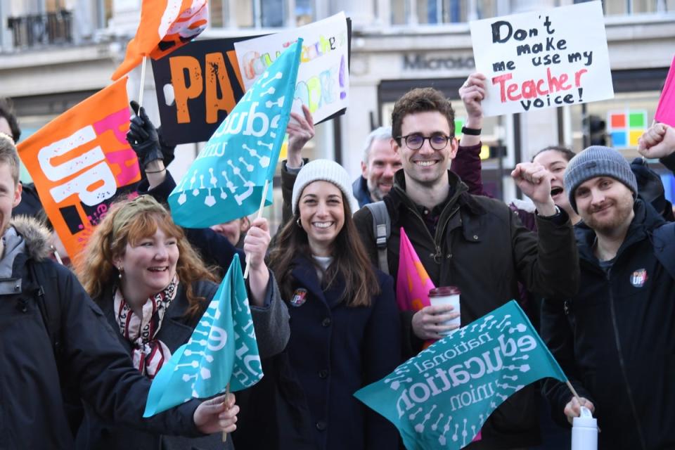 Teachers arriving in Portland Place (Jeremy Selwyn)