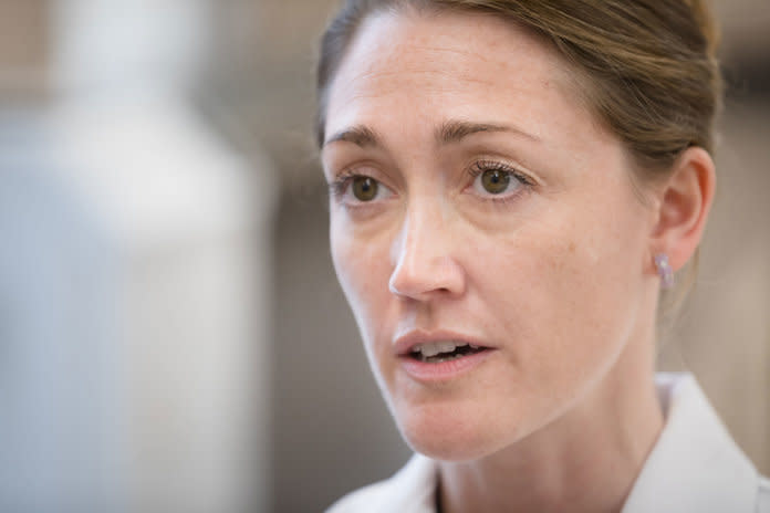 <p>Dr. M. Jana Broadhurst at the University of Nebraska Medical Center on March 25. Photographed by Kent Sievers.&nbsp;</p>