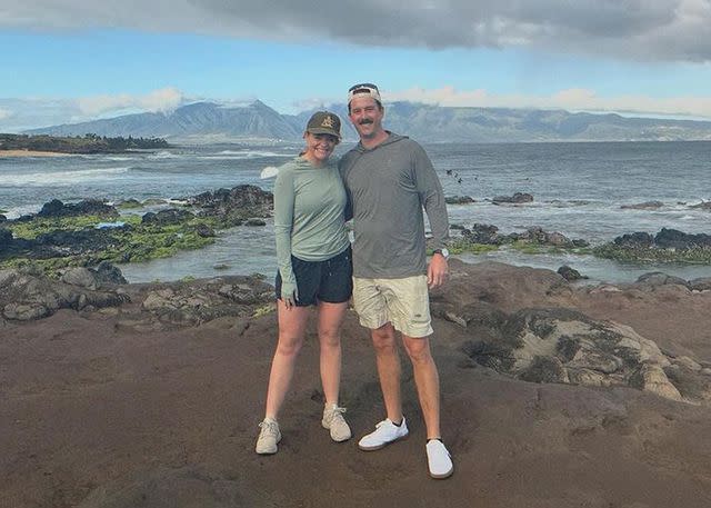 <p>Lauren Alaina/Instagram</p> Lauren Alaina and husband Cam Arnold pose during their Maui honeymoon
