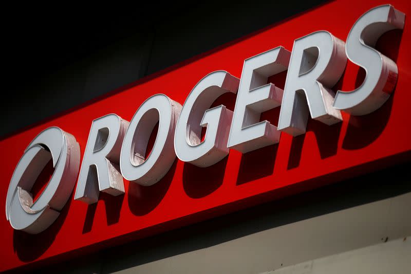 FILE PHOTO: A sign is pictured outside a Rogers Communications retail store in Ottawa