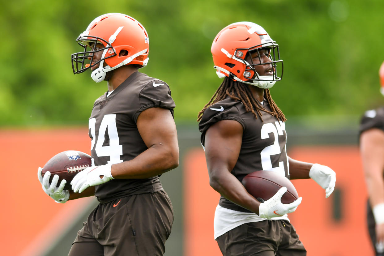 Nick Chubb #24 and Kareem Hunt #27 are the fantasy money makers on the Browns