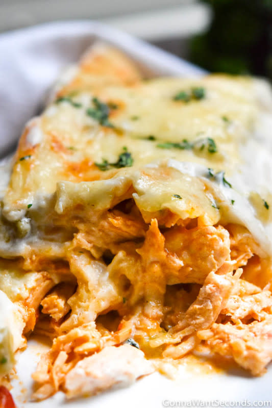 <p>Gonna Want Seconds</p><p>Sour cream chicken enchiladas bake to golden perfection in just 30 minutes with a sauce that will be your new obsession!</p><p><strong>Get the recipe: <a href="https://www.gonnawantseconds.com/sour-cream-chicken-enchiladas/" rel="nofollow noopener" target="_blank" data-ylk="slk:Sour Cream Chicken Enchiladas;elm:context_link;itc:0;sec:content-canvas" class="link ">Sour Cream Chicken Enchiladas</a></strong></p>