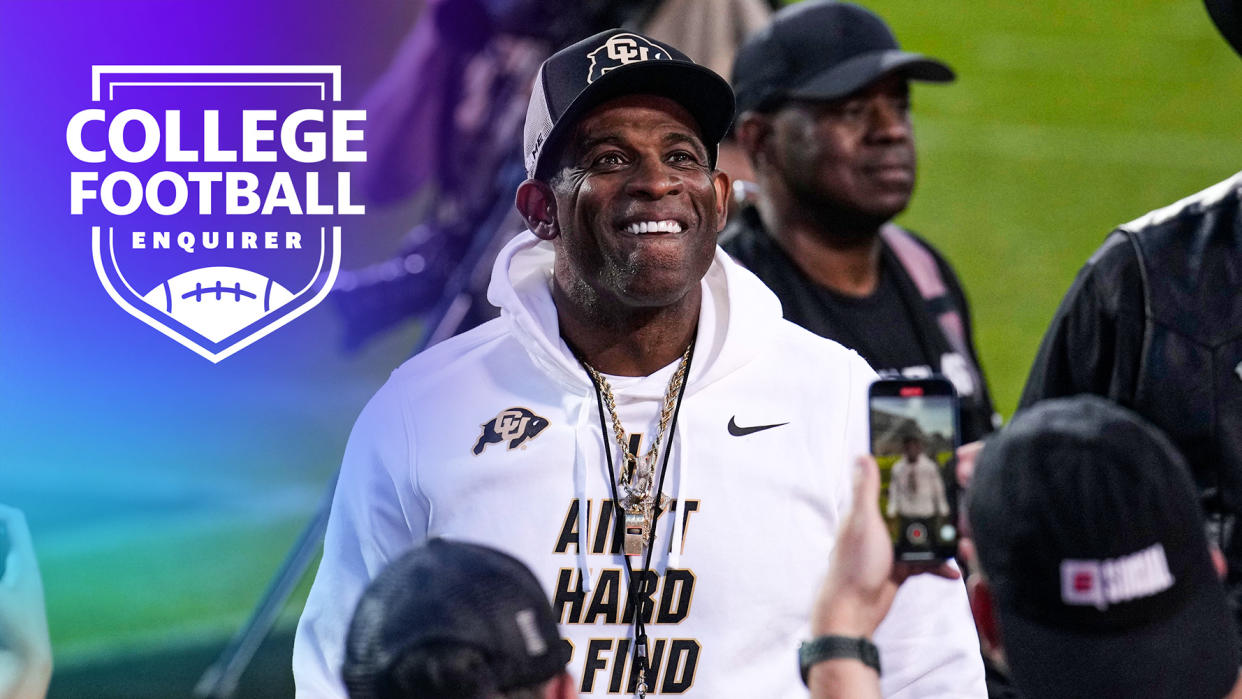 Deion Sanders smiles at fans ahead of their matchup vs Colorado State
(AP Photo/David Zalubowski)