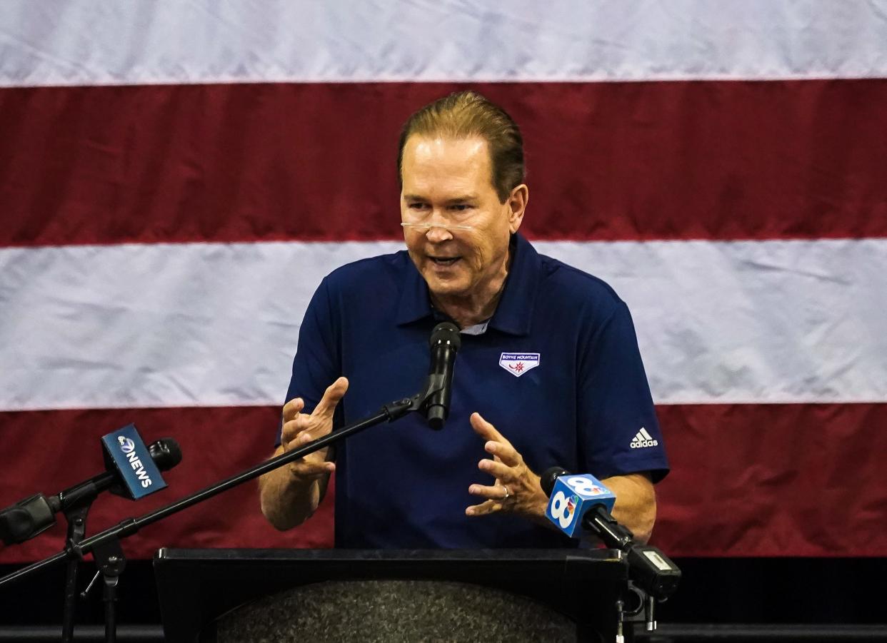 Congressman Vern Buchanan speaks at a rally of GOP candidates in July at Robarts Arena, in Sarasota.