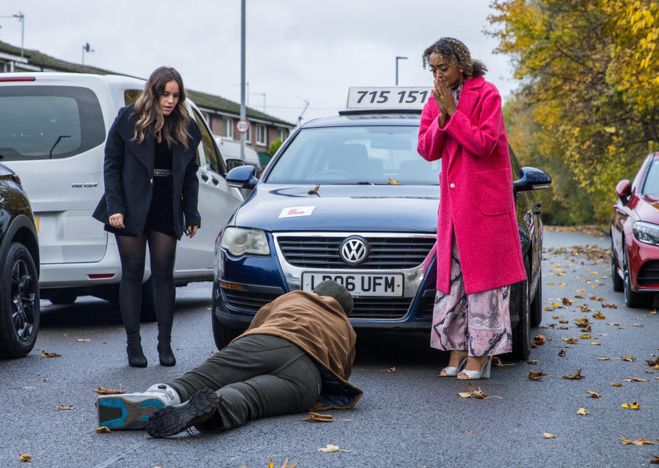 FROM ITV

STRICT EMBARGO - No Use Before Wednesday 22nd December 2021

Coronation Street - Ep 10526

Monday 3rd January 2022 - 1st Ep

As Faye Windass [ELLE LEACH] drives a still tipsy Emma Brooker [ALEXANDRA MARDELL] back from their New YearÕs Eve party, they knock over Ted [DUGGIE BROWN], an old man carrying his shopping. The girls are relieved when he opens his eyes and states he is fine and invites them into his flat for a brew. 

Picture contact - David.crook@itv.com

Photographer - Danielle Baguley

This photograph is (C) ITV Plc and can only be reproduced for editorial purposes directly in connection with the programme or event mentioned above, or ITV plc. Once made available by ITV plc Picture Desk, this photograph can be reproduced once only up until the transmission [TX] date and no reproduction fee will be charged. Any subsequent usage may incur a fee. This photograph must not be manipulated [excluding basic cropping] in a manner which alters the visual appearance of the person photographed deemed detrimental or inappropriate by ITV plc Picture Desk. This photograph must not be syndicated to any other company, publication or website, or permanently archived, without the express written permission of ITV Picture Desk. Full Terms and conditions are available on  www.itv.com/presscentre/itvpictures/terms