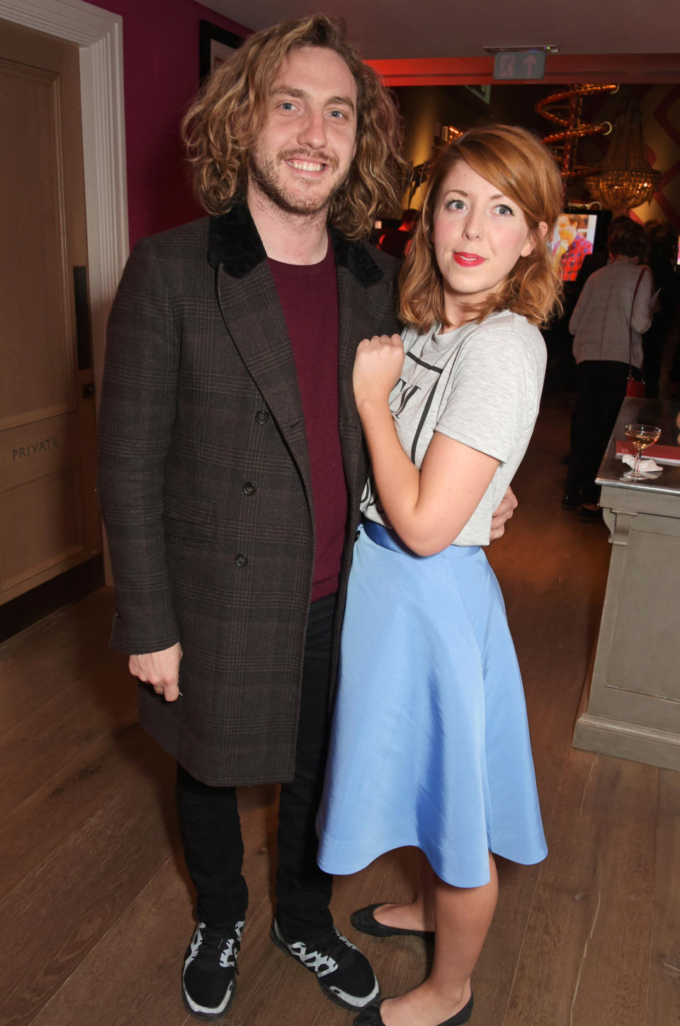LONDON, ENGLAND - MAY 07:  Seann Walsh (L) and Rebecca Humphries attend a special screening of The Donmar Warehouse production of &#39;The Vote&#39; at the Ham Yard Hotel, generously supported by Chapel Down, on May 7, 2015 in London, England.  (Photo by David M. Benett/Getty Images for Donmar Warehouse)