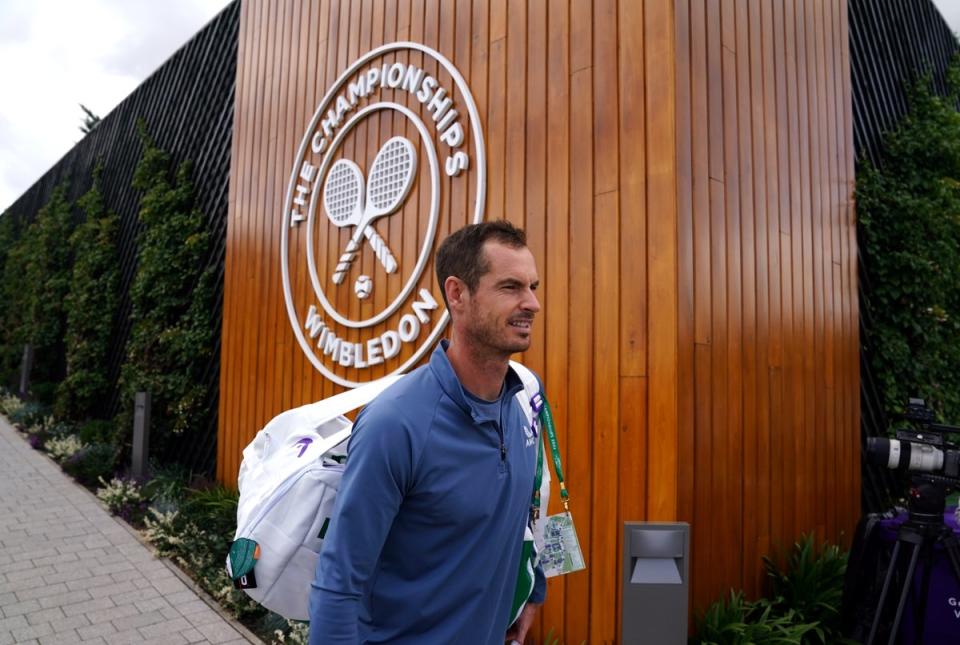 Murray ahead of a practice session on day two of Wimbledon (PA)