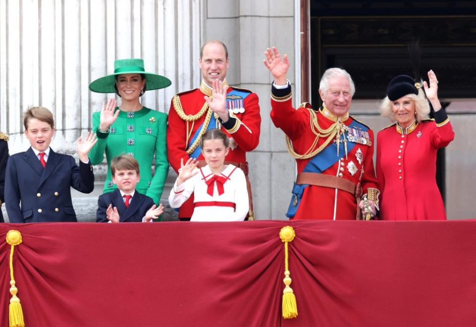 King Charles’ wife, Queen Camilla (far right), was also honored with a new title. Getty Images