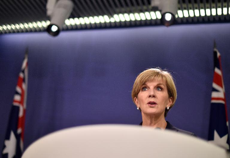 Australia's Foreign Minister Julie Bishop speaks during a press conference in Sydney on April 27, 2015