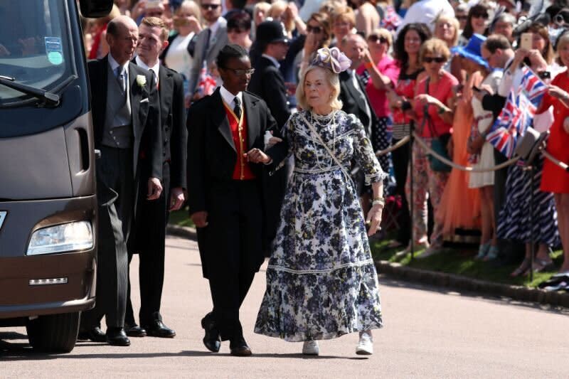 Die Herzogin von Kent trifft für die Hochzeit von Meghan Markle und Prinz Harry im Mai 2018 bei der St. George’s Kapelle auf Windsor Castle ein. [Foto: PA]