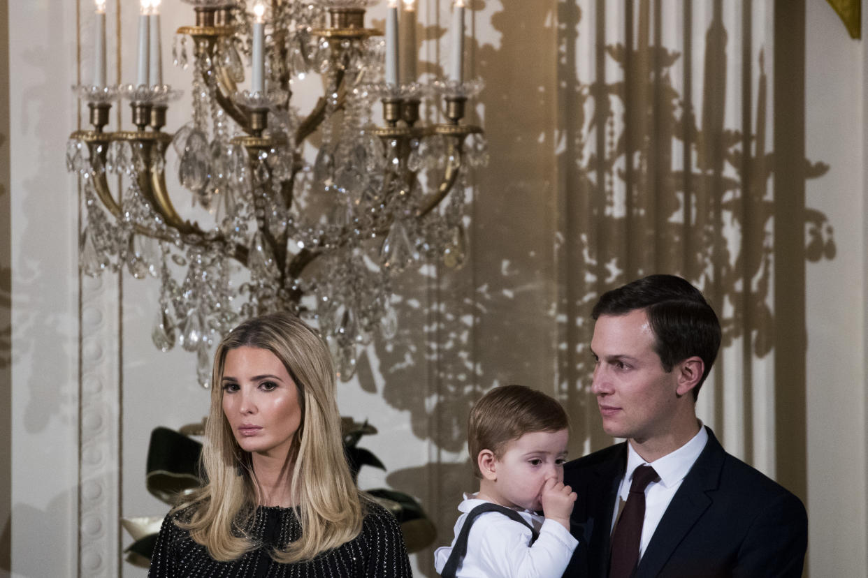 Ivanka Trump and Jared Kushner with son Theodore last December. (Photo: Drew Angerer/Getty Images)