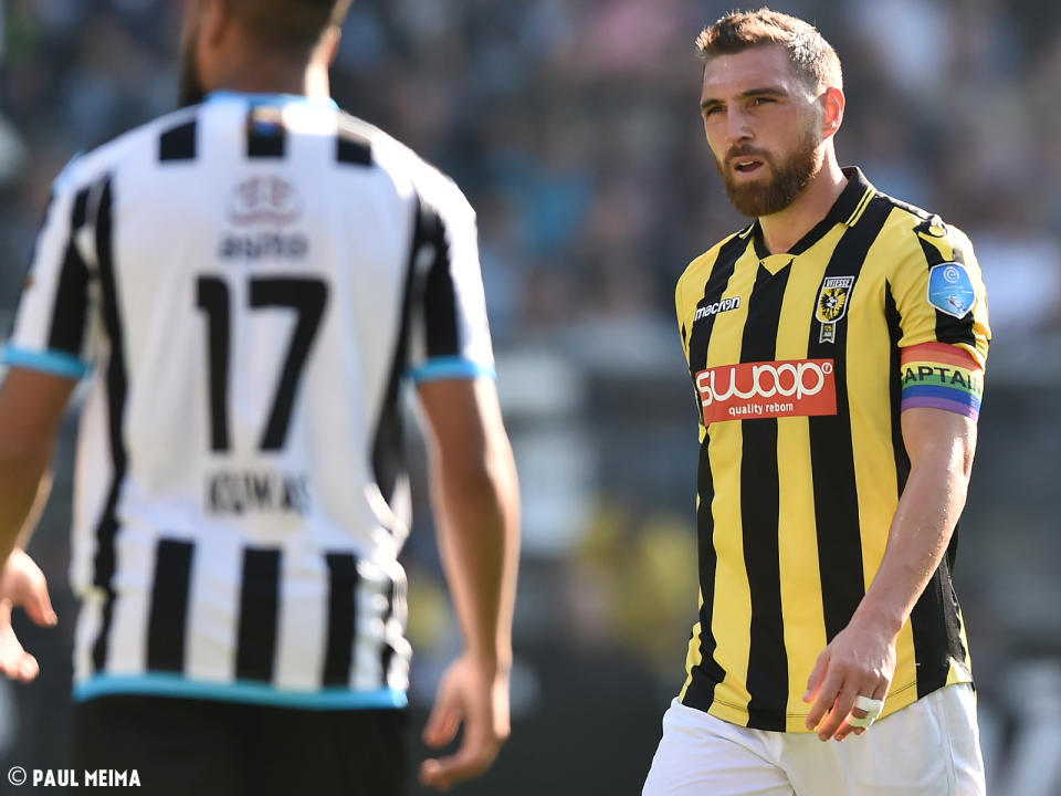 Guram Kashia (right) wore a rainbow armband in support of LGBTQ rights last October while playing in the Netherlands, and plenty of people in his native Georgia have been hostile about it. (Charlotte Muscroft/San Jose Earthquakes)