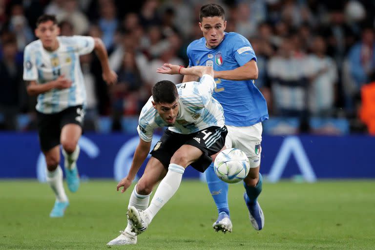 Exequiel Palacios, en la Finalissima contra Italia, en Wembley