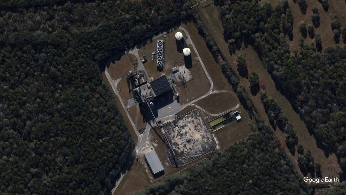 This satellite image shows NC Renewable Power, a former coal plant in Lumberton that has been revamped to burn poultry litter for power. When applying for a revamped permit earlier this year, the plant saw stiff opposition from local residents and environmentalists.
