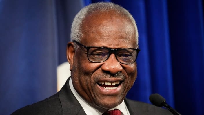 Associate Supreme Court Justice Clarence Thomas speaks at the Heritage Foundation last October in Washington, D.C. (Photo: Drew Angerer/Getty Images)