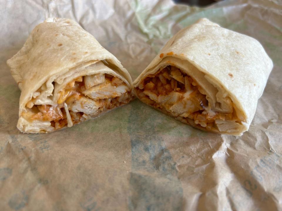 Taco Bell's new chicken enchilada burrito.