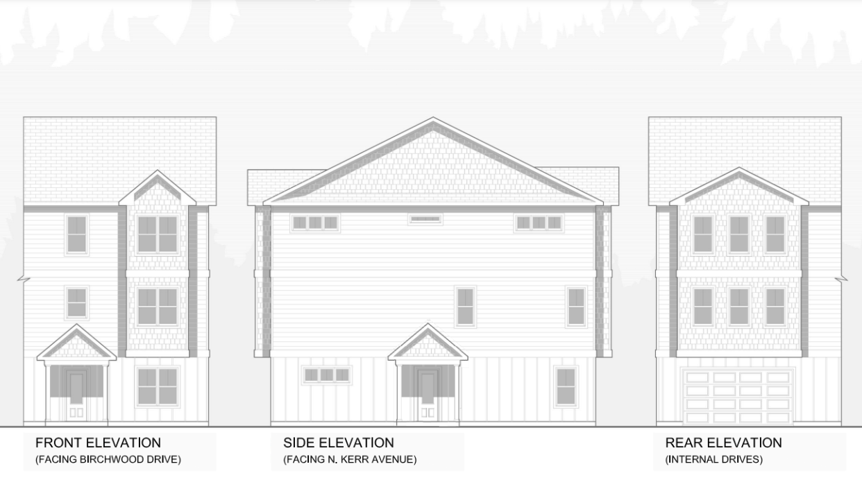 Birchwood Townhomes consists of 30-unit single family townhomes that will be located on North Kerr Avenue. Each unit will have three bedrooms and will have a two-car garage as well as a two-car parking pad.