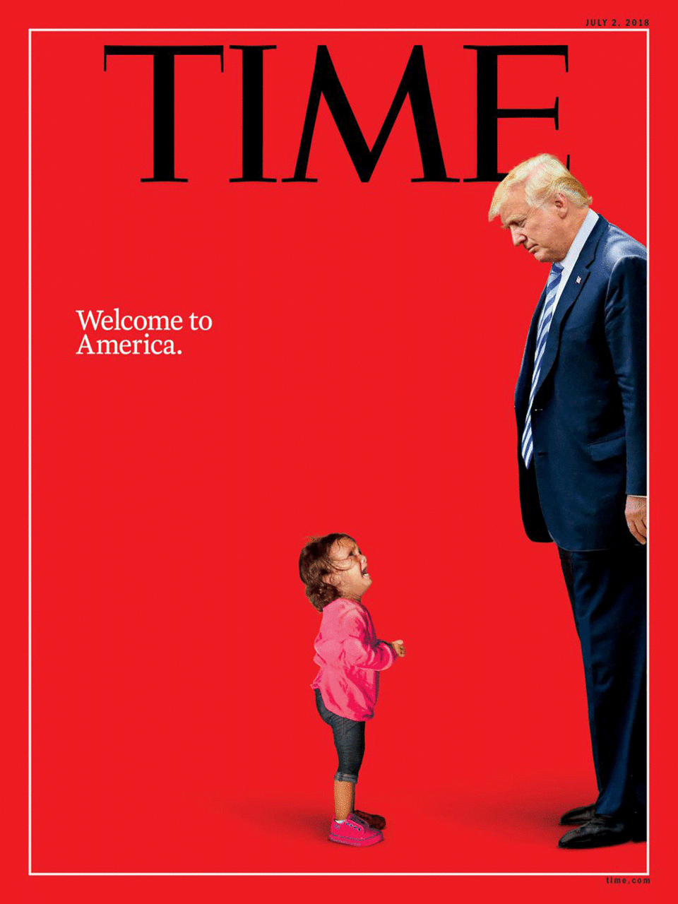 A man claiming to be the father of the little girl on this Time magazine cover said she was not separated from her mother. Source: Time Magazine/ Reuters