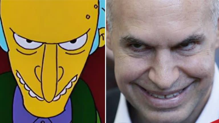 El jefe de Gobierno porteño, Horacio Rodríguez Larreta, respondió a un hilo de Twitter en el que se lo comparaba con el Sr. Burns, reconocido personaje de Los Simpson