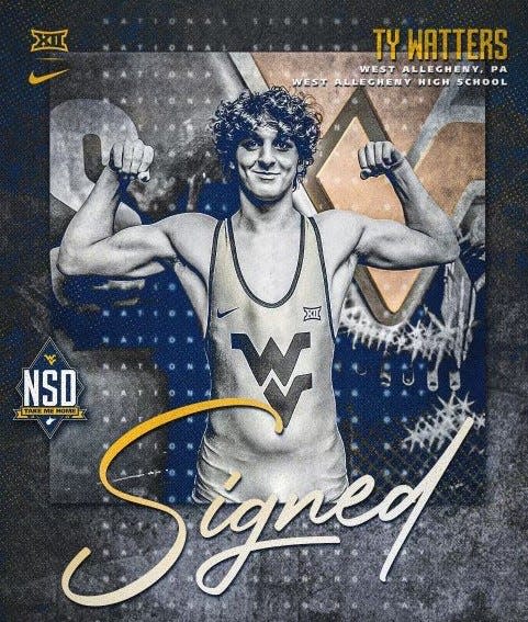 The official announcement from West Virginia University after West Allegheny's Ty Watters signed his letter of intent to wrestle for the Mountaineers.