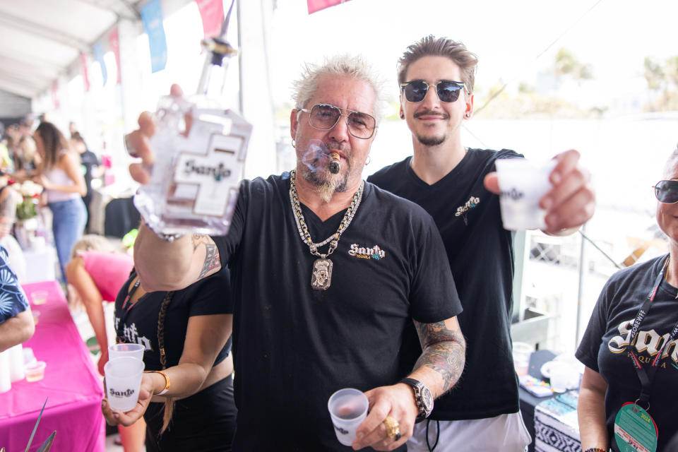 Guy and Hunter Fieri at the Celebrity Chef Pickleball Tournament at Miami Beach Golf Club on Feb. 24, 2024.