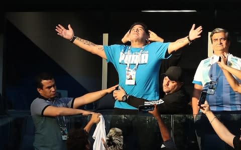 Diego Maradona celebrates - Credit: Barcroft media