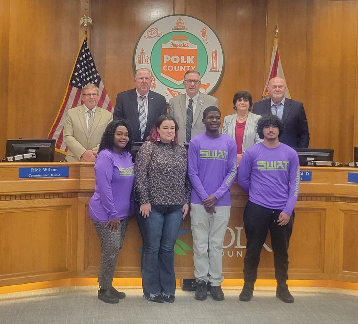 Members of Polk County's chapter of Students Working Against Tobacco addressed commission on dangers of smoking.