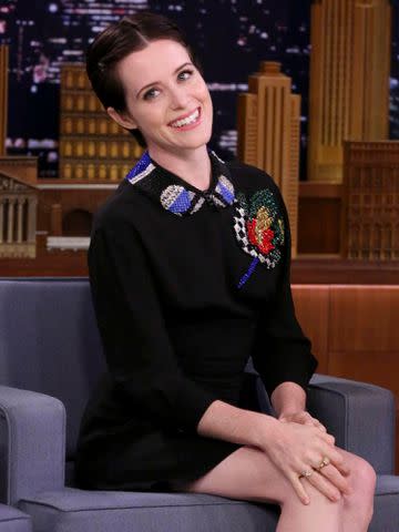 <p>Andrew Lipovsky/NBCU Photo Bank/NBCUniversal/Getty </p> Claire Foy during an interview on 'The Tonight Show Starring Jimmy Fallon' on Dec. 4, 2017.