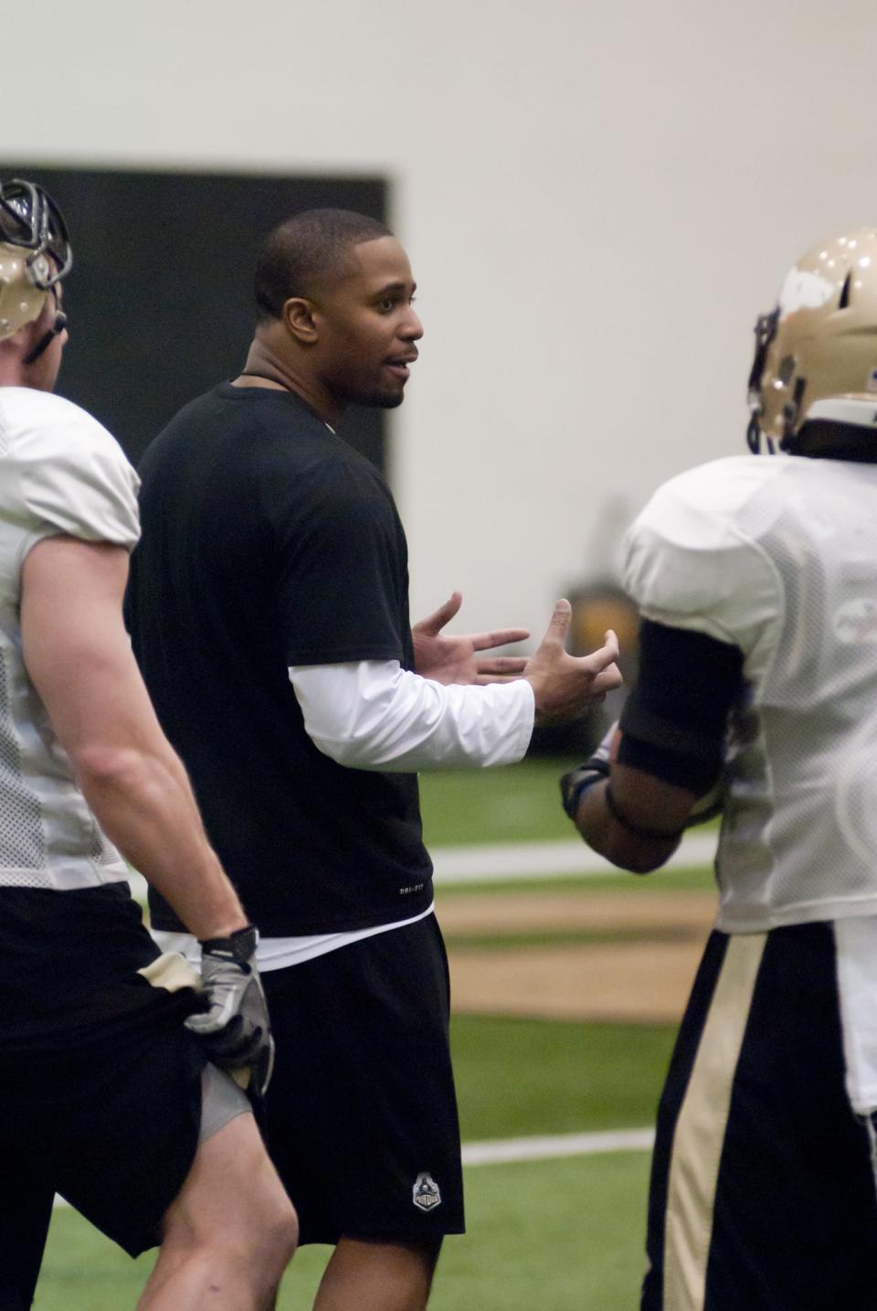 Jafar Williams has coached receivers and running backs in the Big Ten at Maryland, Rutgers and, in this photo, at Purdue.