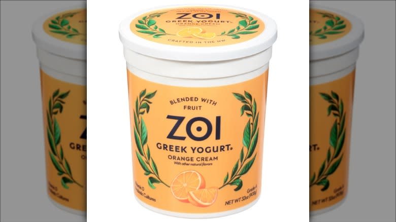 Tub of Zoi Greek yogurt